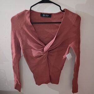 AKIRA Terracotta Twist Front Top